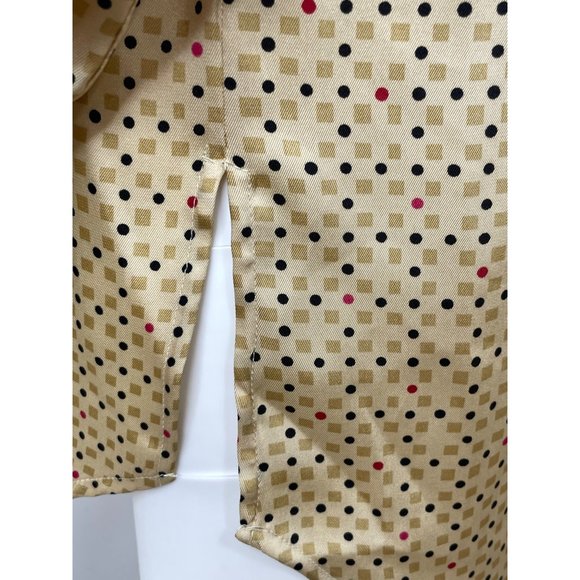 0649A- Philosophy Women’s Button Down Shirt Point Collar S Gold Black Red Dots - Picture 10 of 12